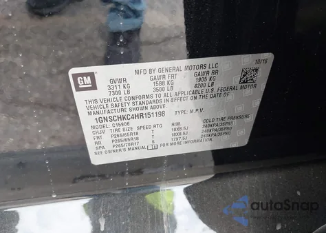 2017 Chevrolet Suburban Lt from USA, damaged, VIN 1GNSCHKC4HR151198